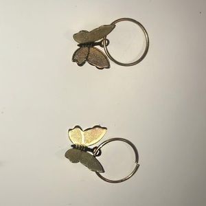 Gold hoop butterfly earrings 🦋